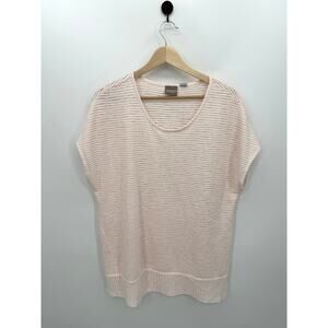 Chico's Shirt Women XL Shadow Stripe Mixed Tunic Knit Pattern Cottage Rose NWT